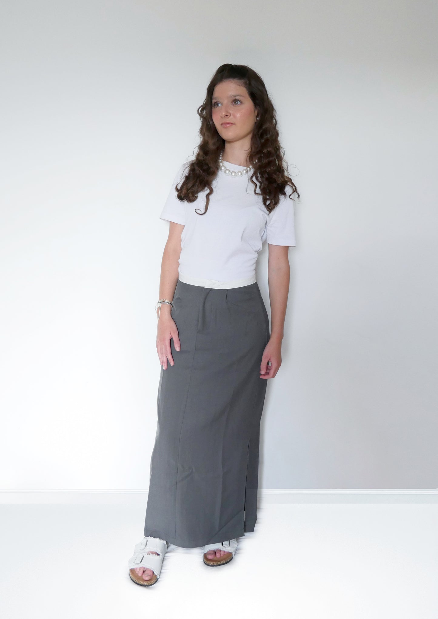 Grey double waist skirt