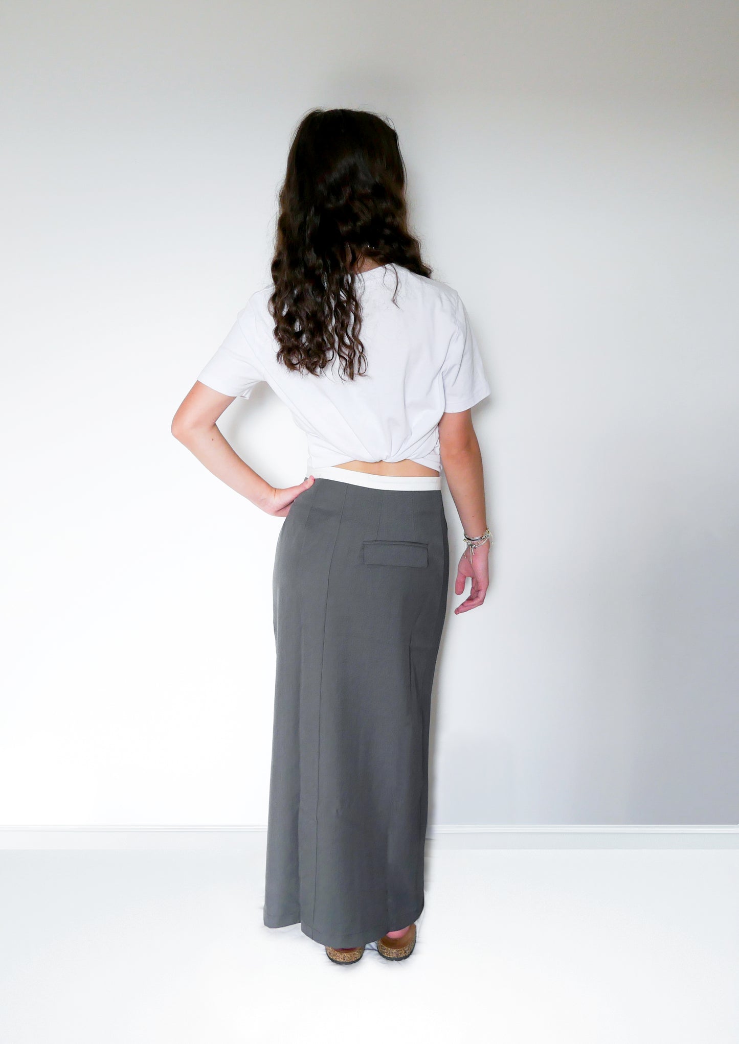 Grey double waist skirt