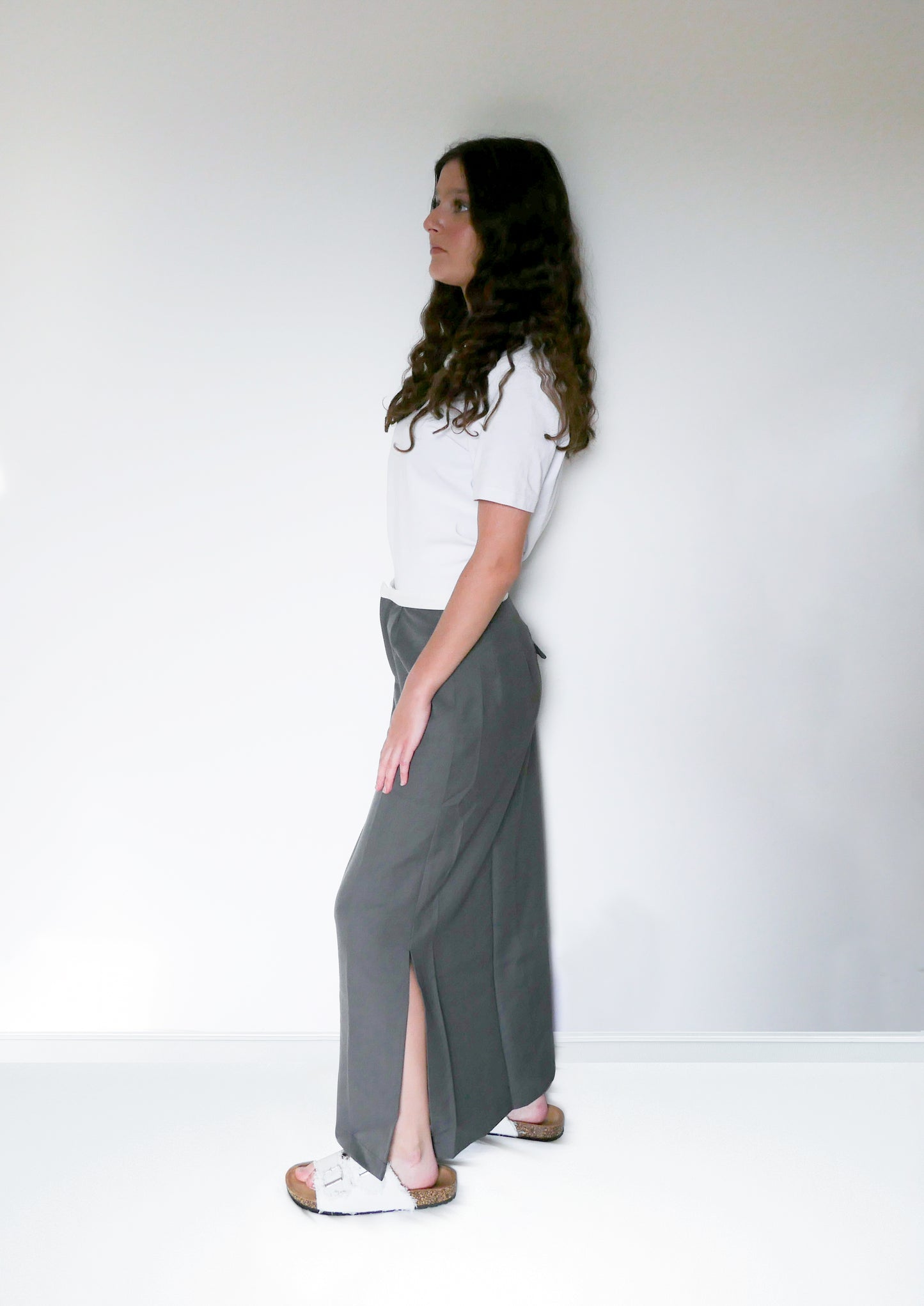 Grey double waist skirt