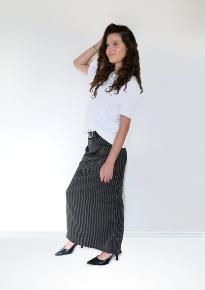 Striped slit skirt